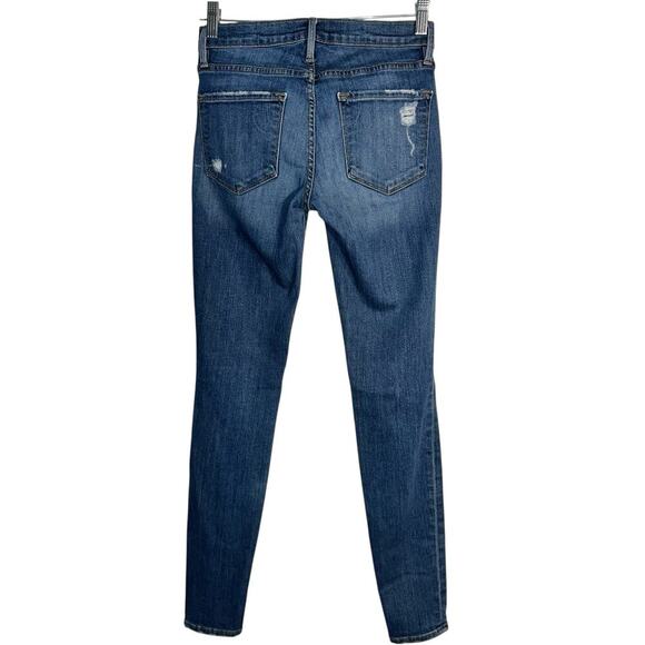FRAME Le Skinny de Jeanne Distressed Skinny Jeans Hilltop Wash Size 25 - Picture 3 of 7